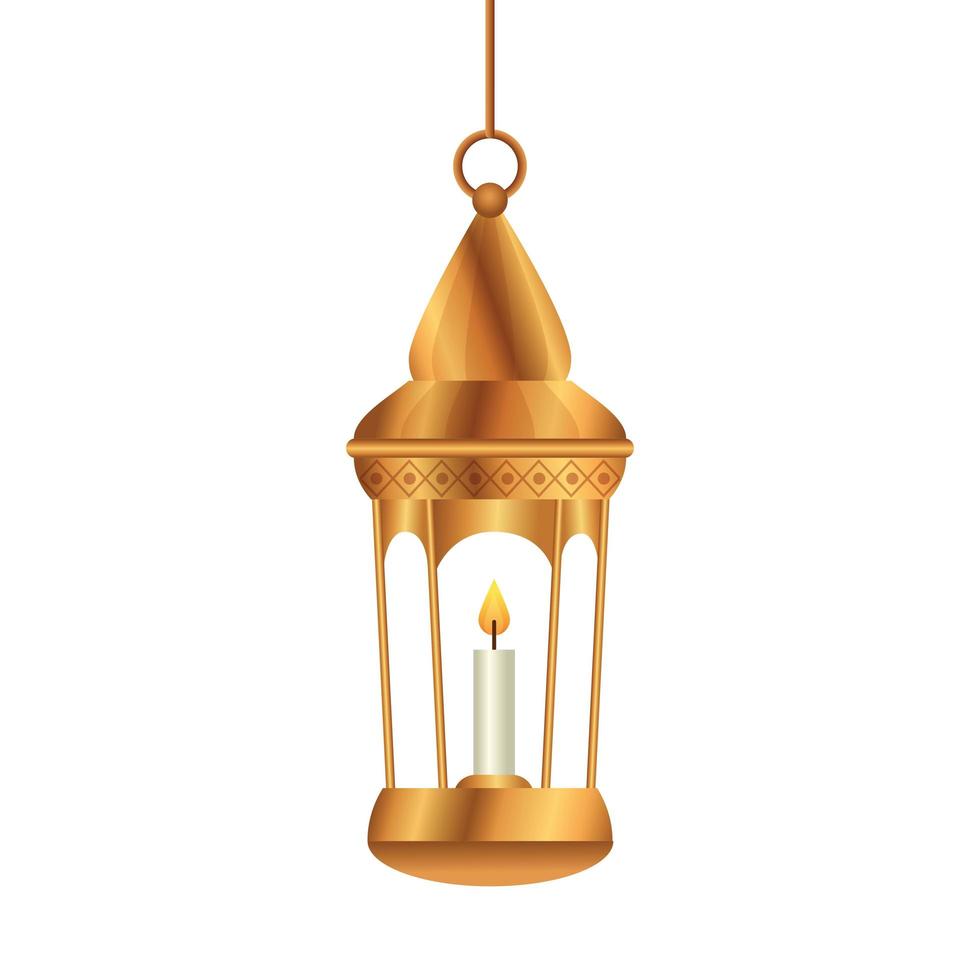 ramadan kareem lantern golden hanging , arab islam culture decoration on white background vector