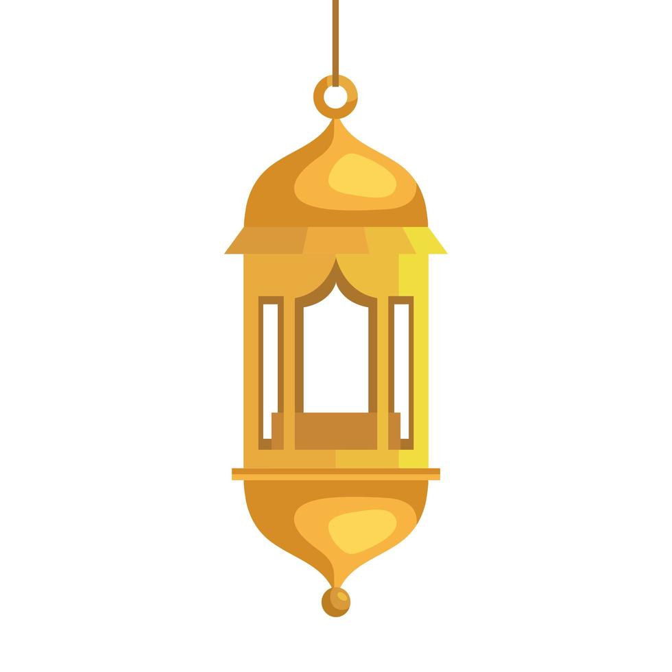 ramadan kareem lantern golden hanging , arab islam culture decoration on white background vector