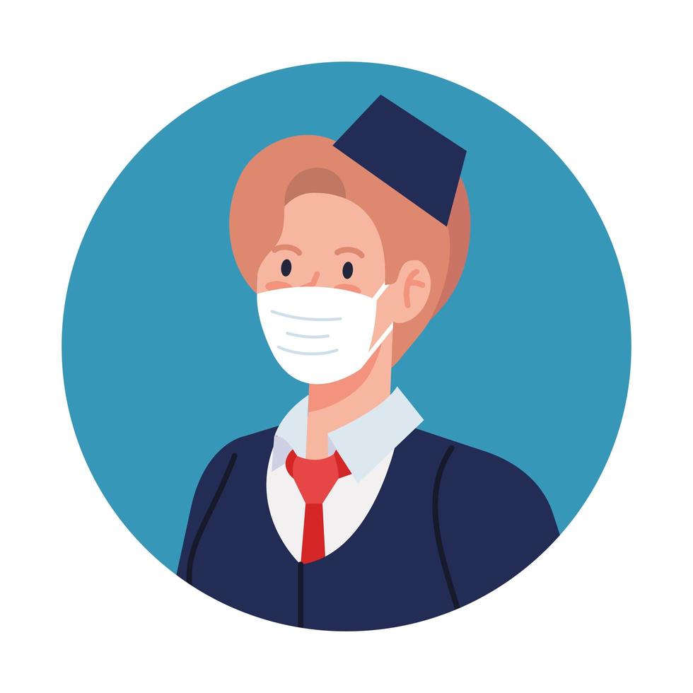 Female stewardess with mask vector design