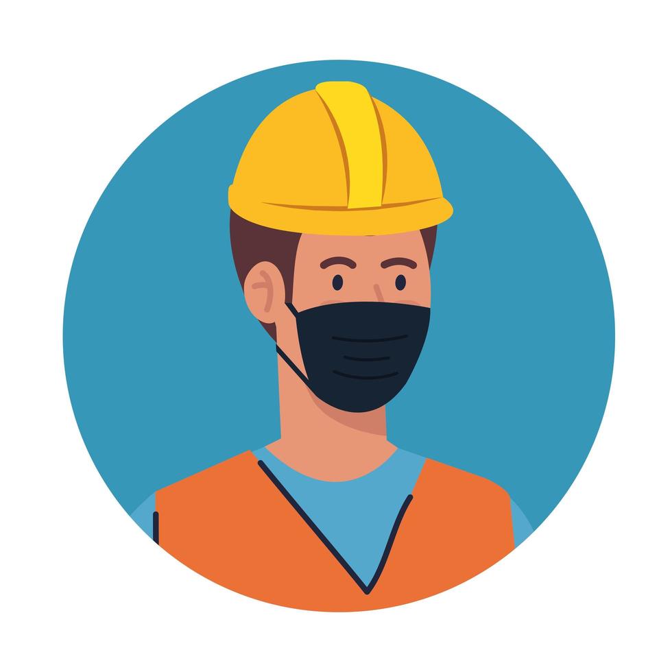 constructor masculino con diseño de vector de máscara