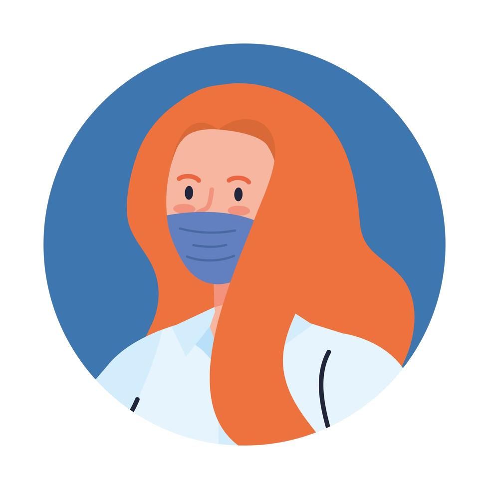 Woman avatar with medical mask vector design