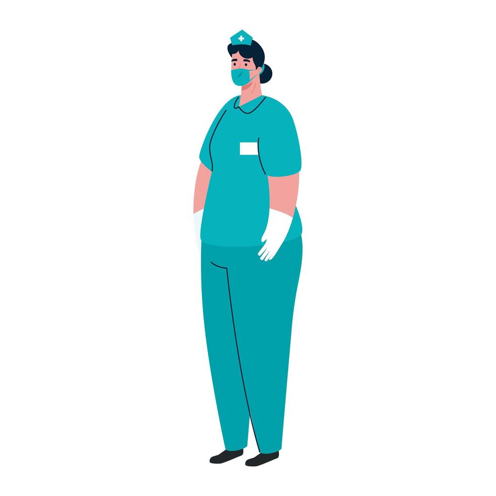 Female nurse with mask vector design