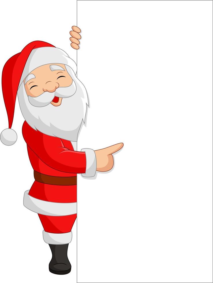 Cartoon santa claus showing a blank sign vector