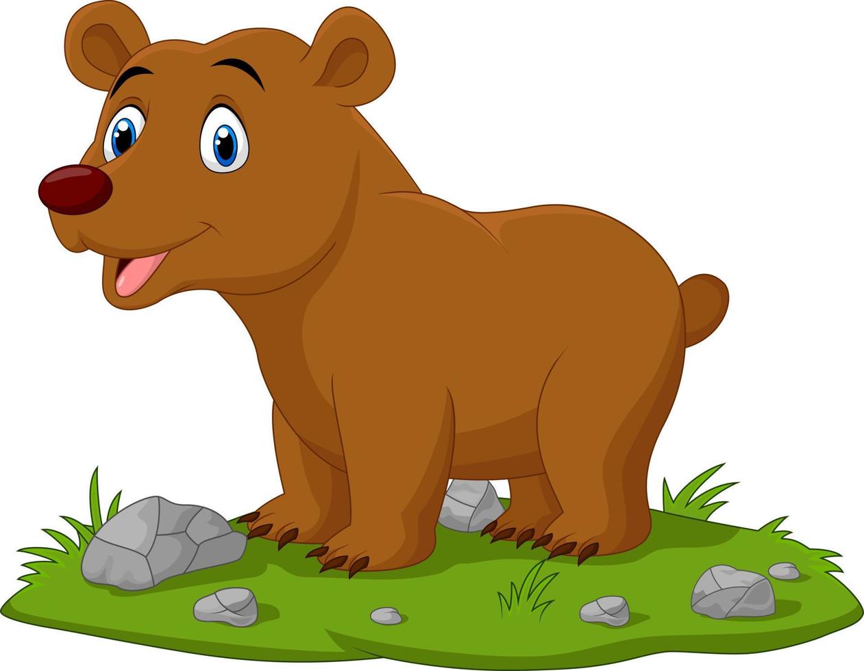 Cartoon happy baby bear in the grass vector