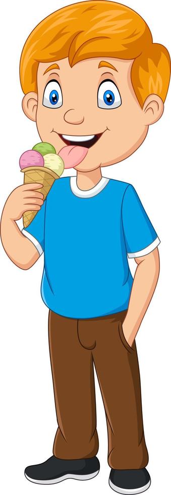 Cartoon boy eating ice cream vector