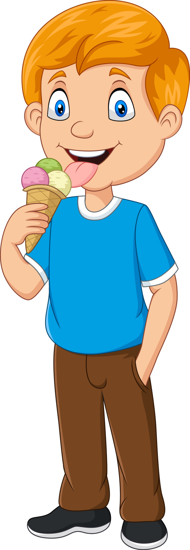 Cartoon boy eating ice cream 5162315 Vector Art at Vecteezy