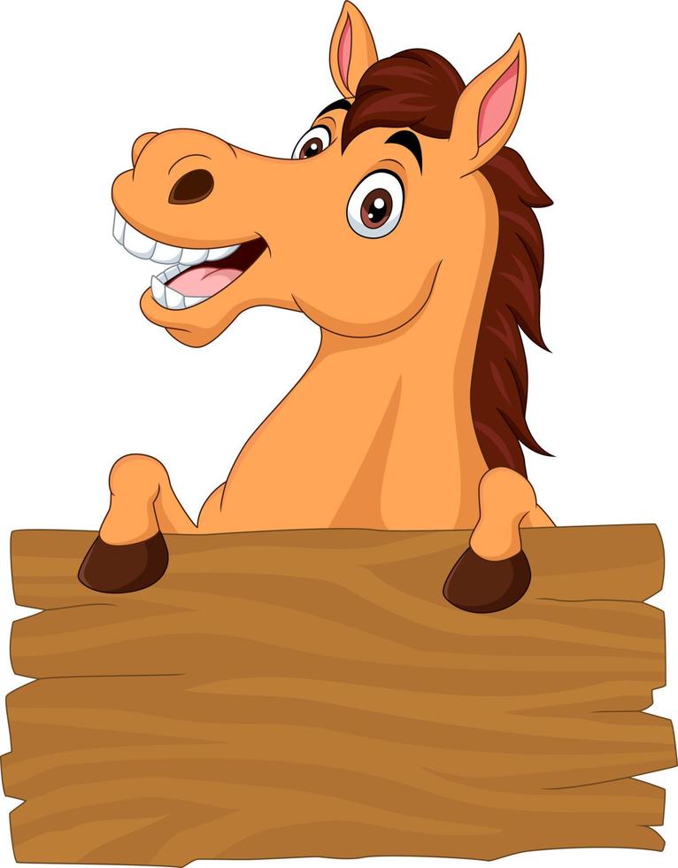 Cartoon funny donkey with blank board sign vector