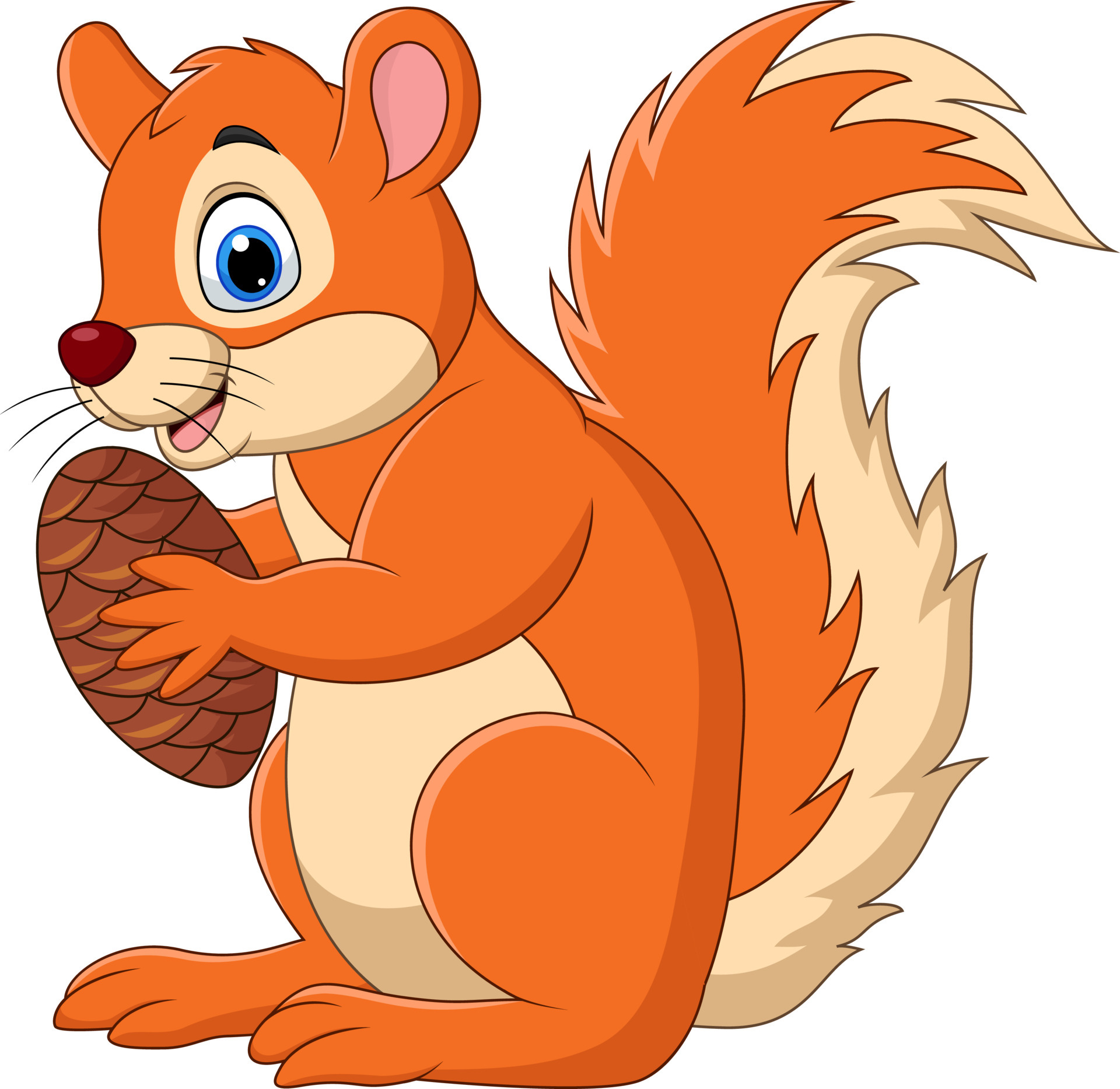 Cartoon squirrel holding a nut 5162328 Vector Art at Vecteezy