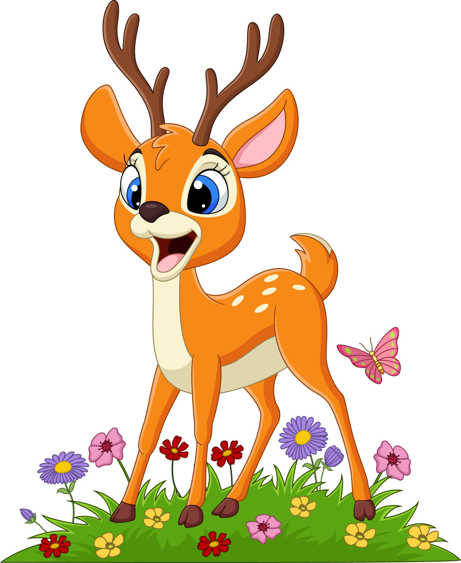 Cartoon deer in the grass 5162336 Vector Art at Vecteezy Cartoon deer in the grass 5162336 Vector Art at Vecteezy