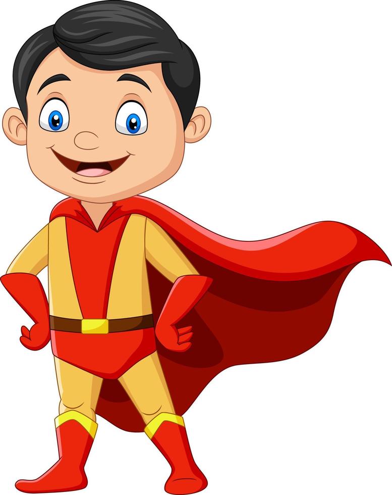 Cartoon superhero boy isolated on white background vector