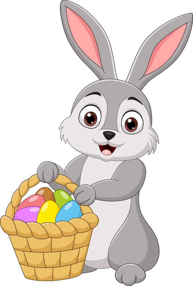 Cartoon rabbit holding an Easter basket vector