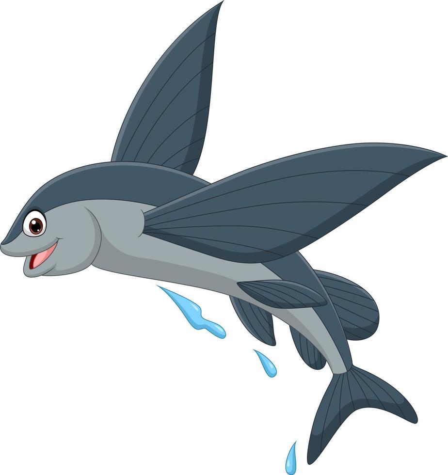 Cartoon flying fish on white background vector