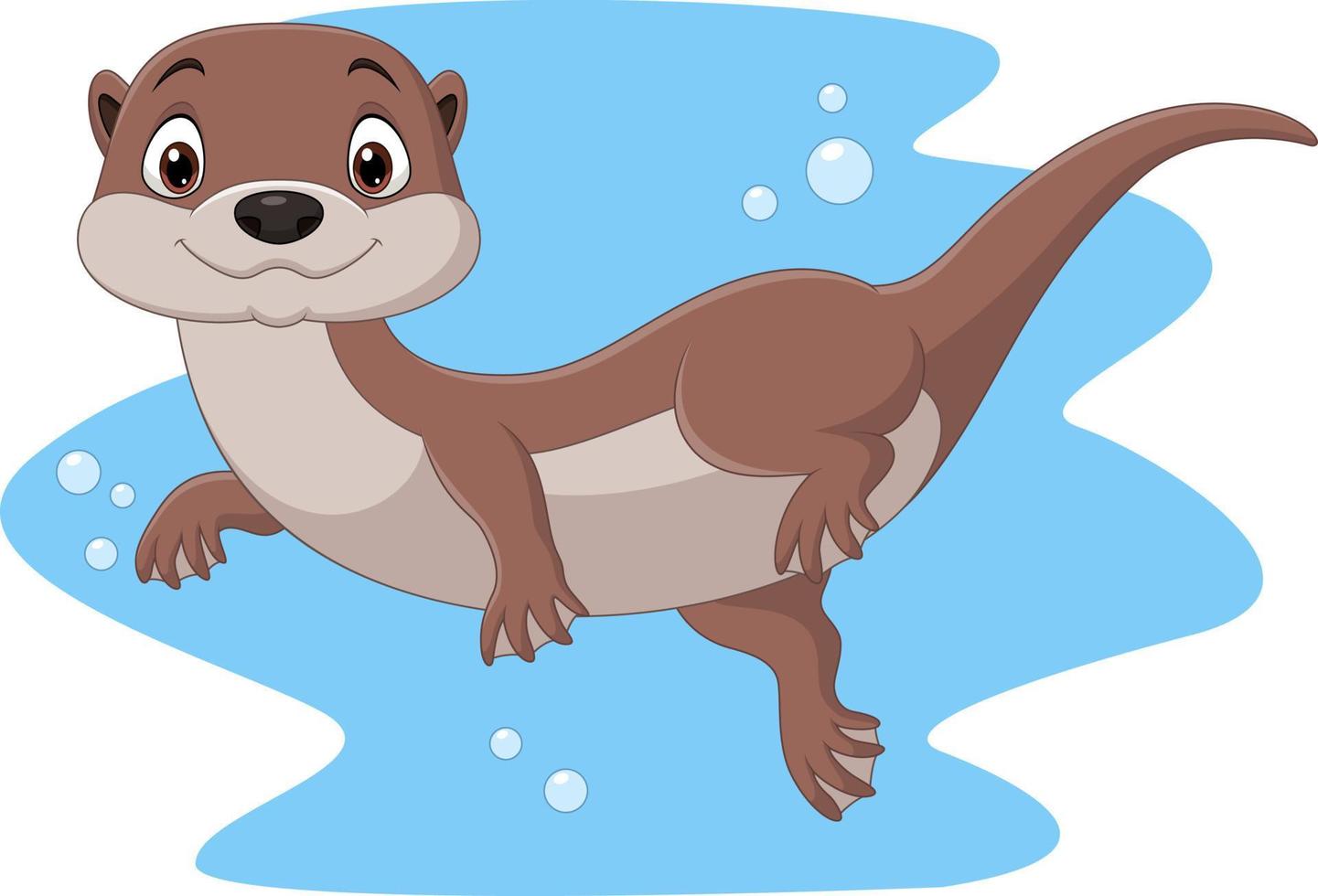 Cartoon funny otter floating on water vector