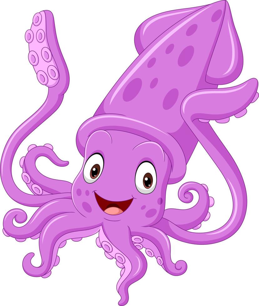 Cartoon purple squid isolated on white background vector
