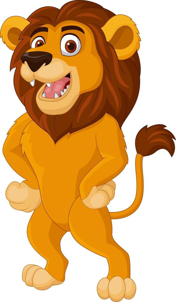 Cartoon lion posing on white background vector