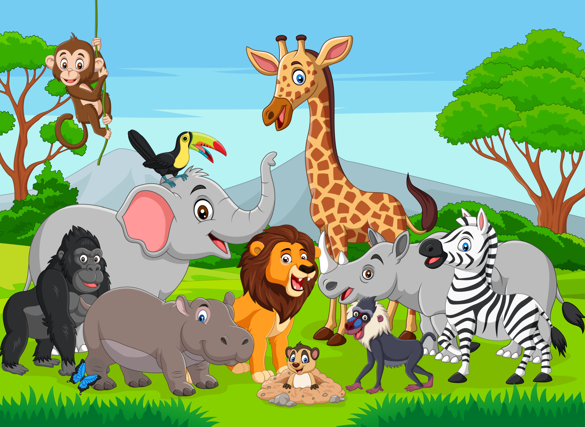 Jungle Animals Vector Art, Icons, and Graphics for Free Download