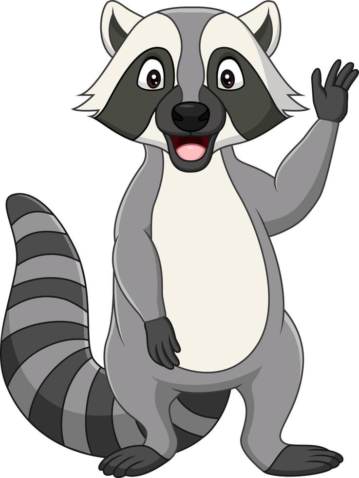 Cartoon Raccoon waving on white background vector