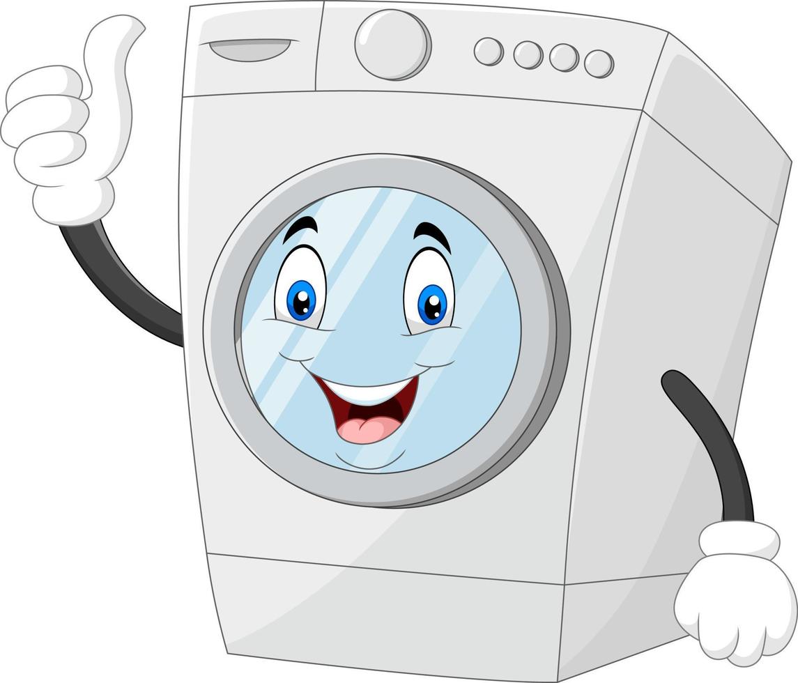 Washing machine mascot giving thumbs up vector