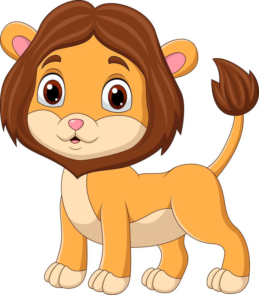 Cute baby lion cartoon isolated on white background vector