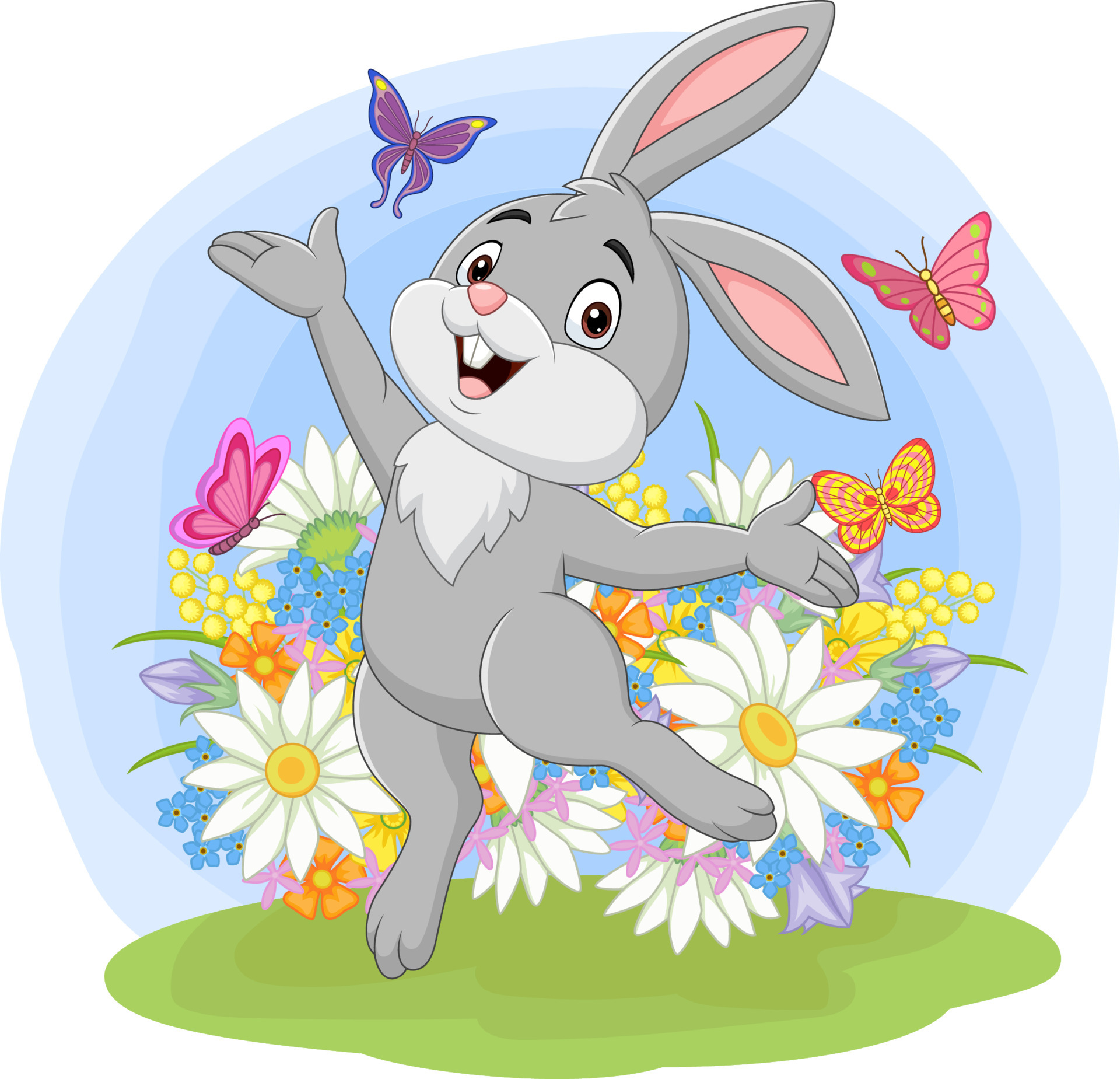 Cartoon happy rabbit jumping in the grass 5162449 Vector Art at Vecteezy Cartoon happy rabbit jumping in the grass 5162449 Vector Art at Vecteezy