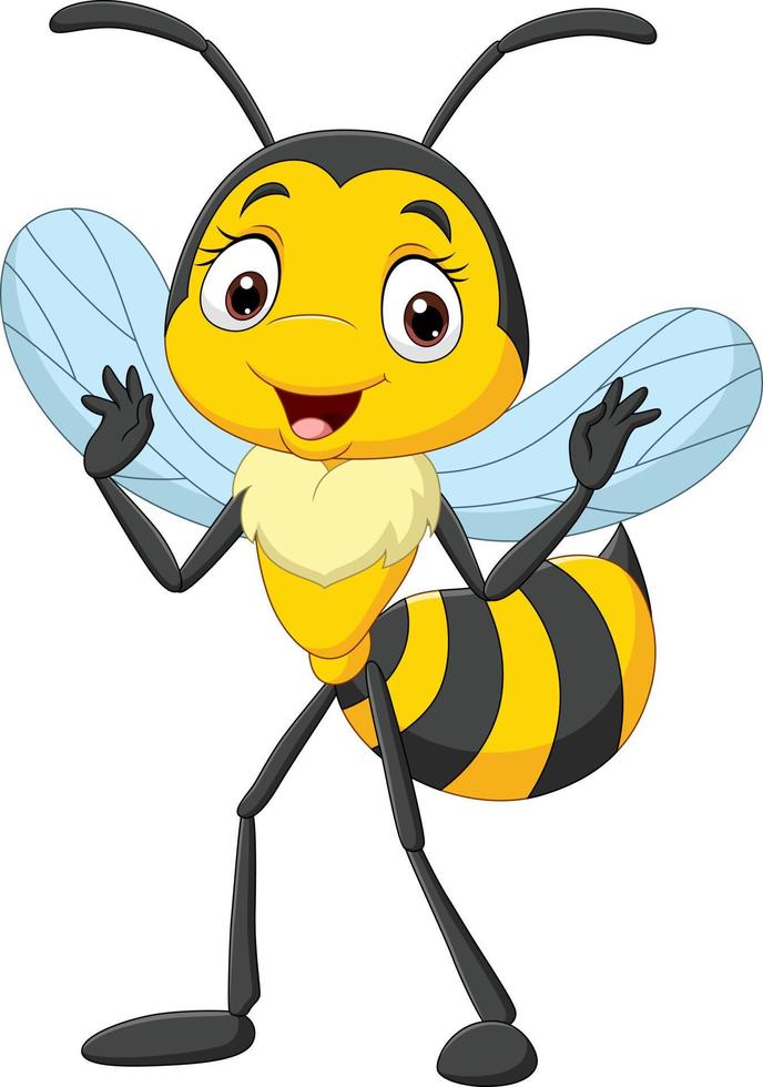 Cartoon cute little bee on white background vector