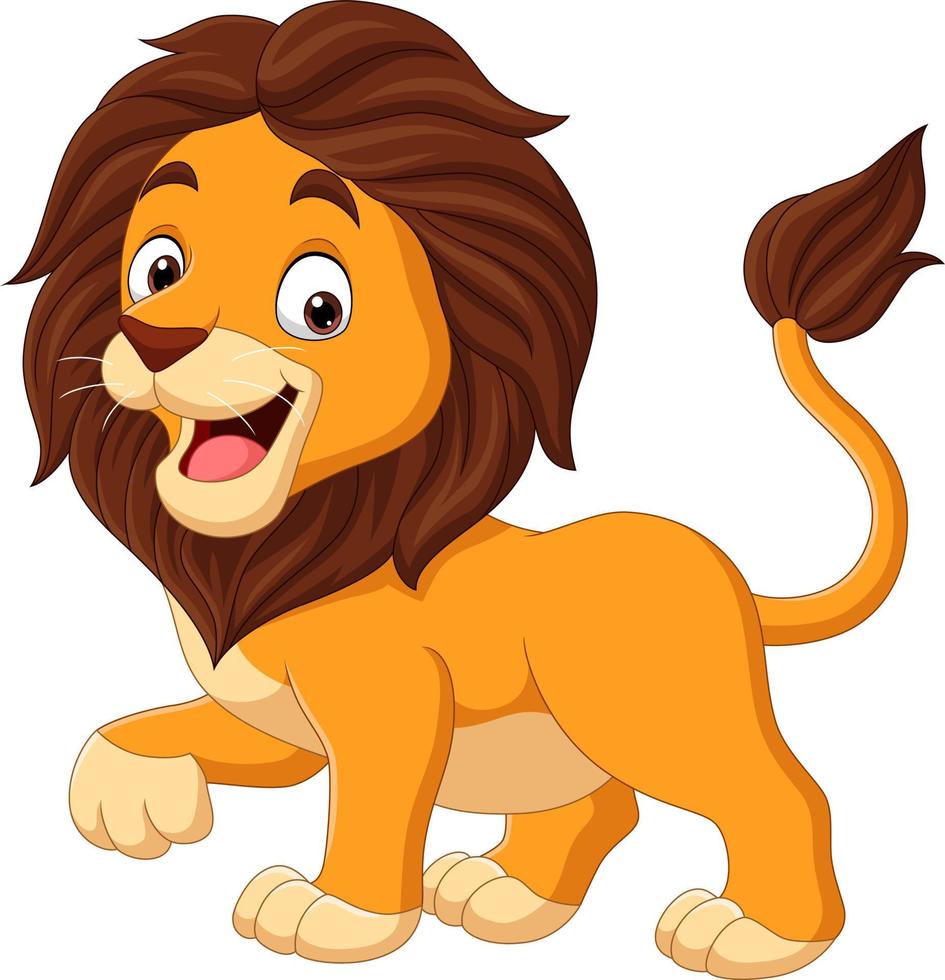 Cartoon happy lion isolated on white background vector