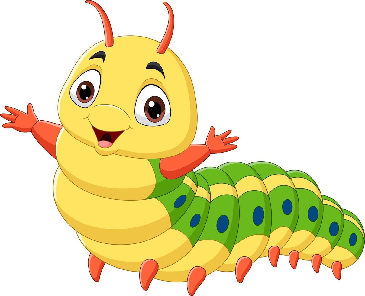 Cartoon happy caterpillar on white background vector