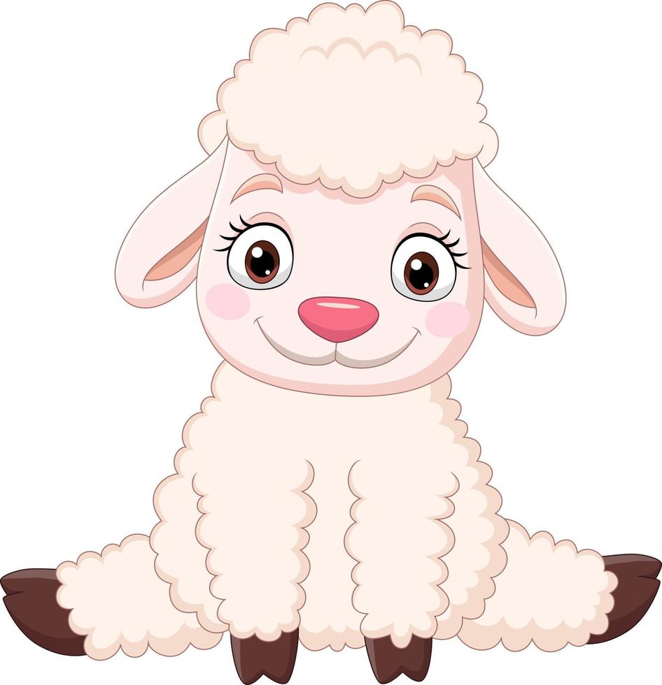 Cartoon funny baby sheep sitting vector