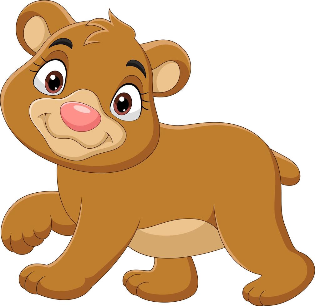 Cartoon baby bear walking on white background vector