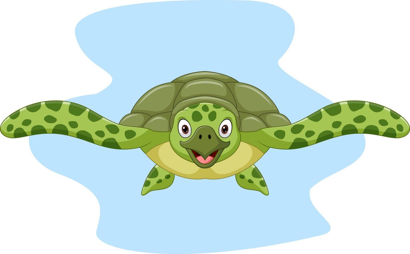 Cartoon sea turtle swimming in the ocean vector