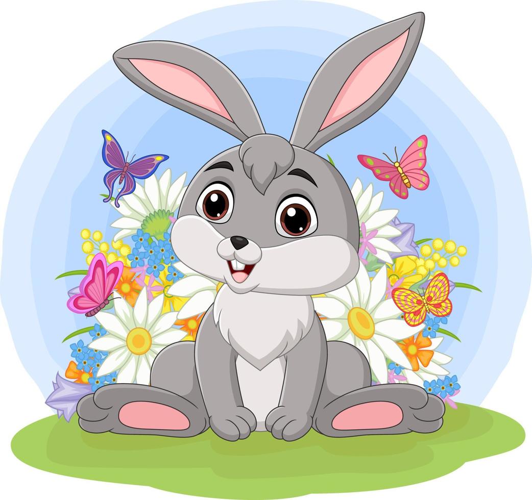 Cute baby rabbit in the grass vector