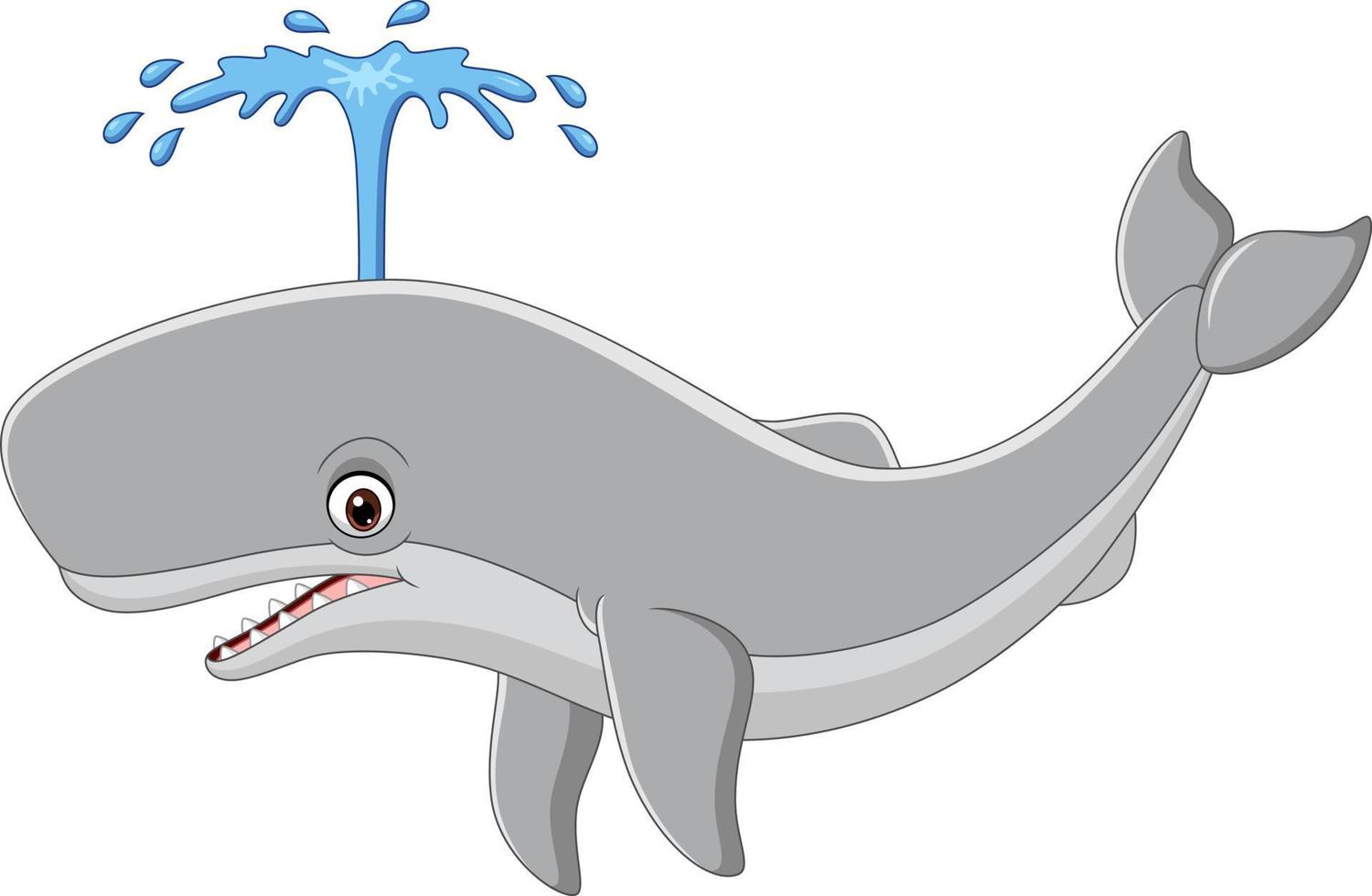 Cartoon whale with spray on white background vector
