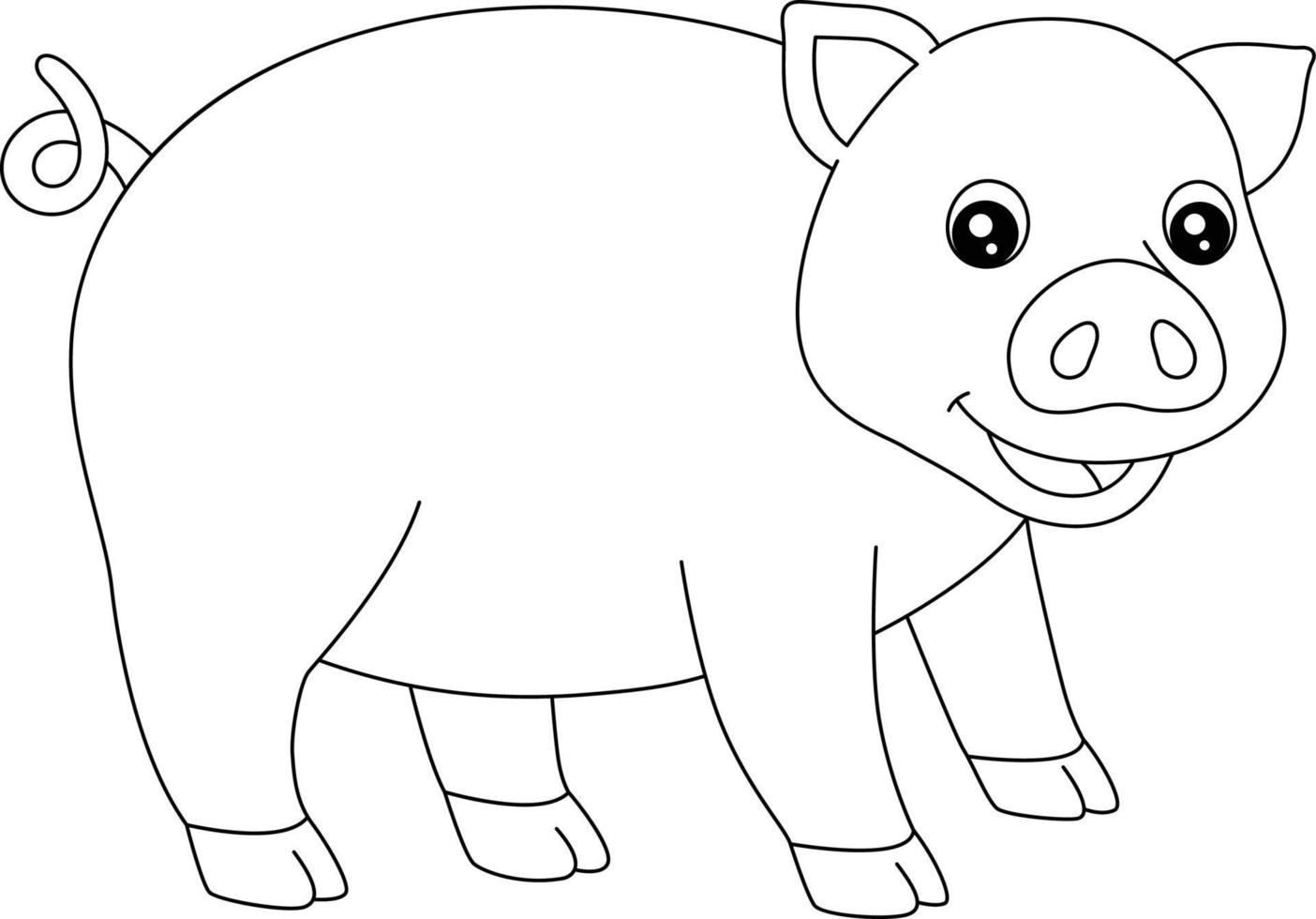 Pig Coloring Page Isolated for Kids vector