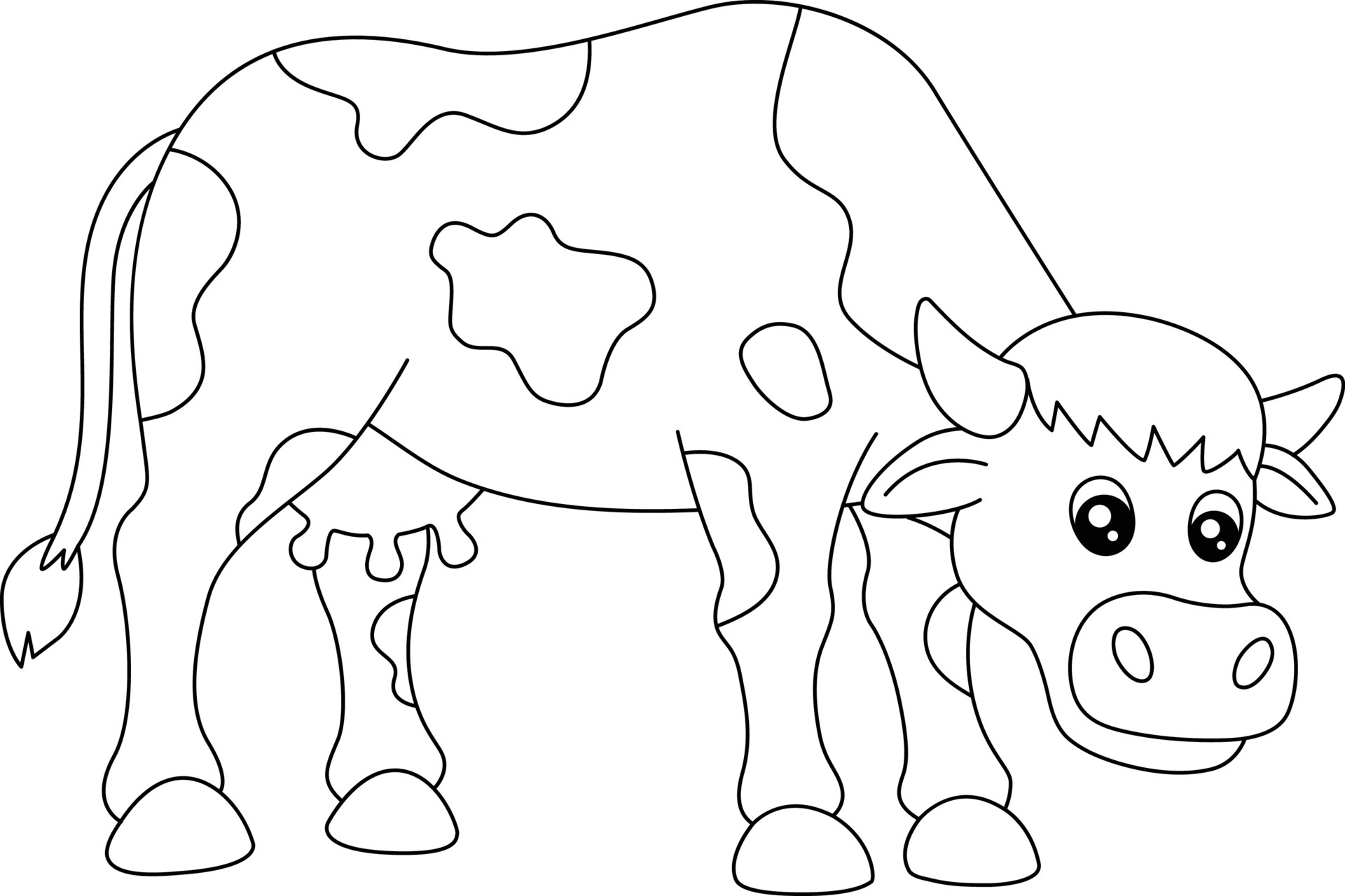 Cow Coloring Page Isolated for Kids 5162555 Vector Art at Vecteezy
