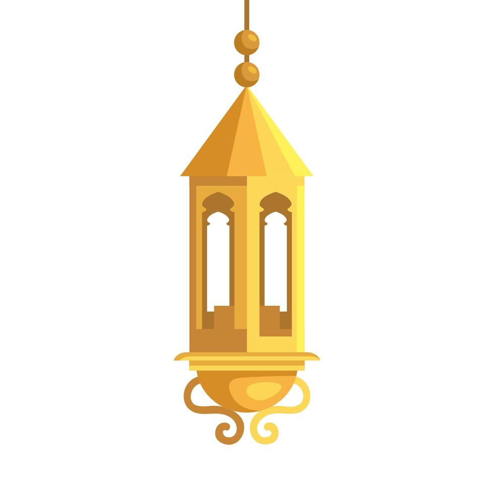 ramadan kareem lantern golden hanging , arab islam culture decoration on white background vector