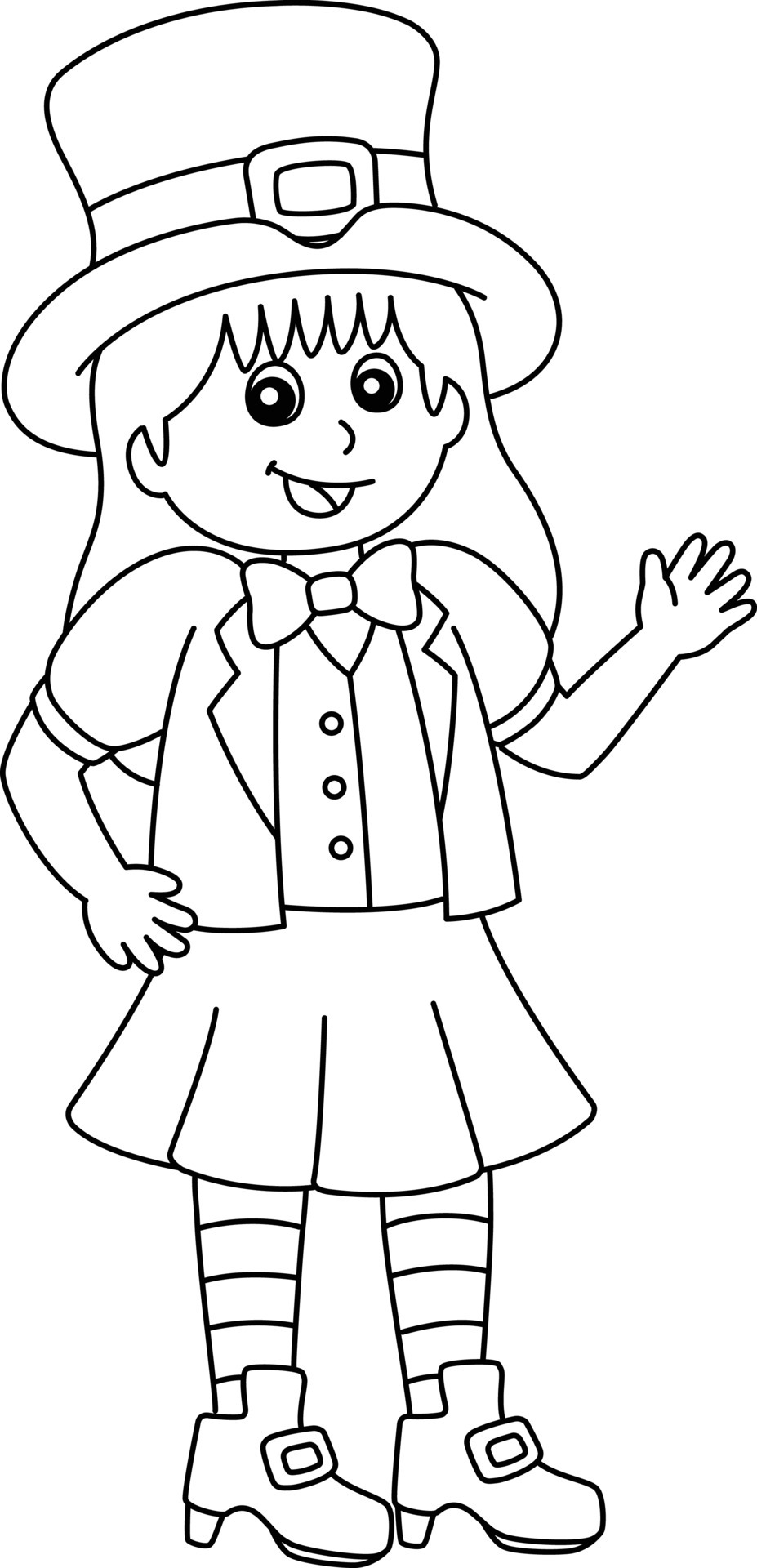 St Patricks Day Leprechaun Girl Coloring Page 5162654 Vector Art at