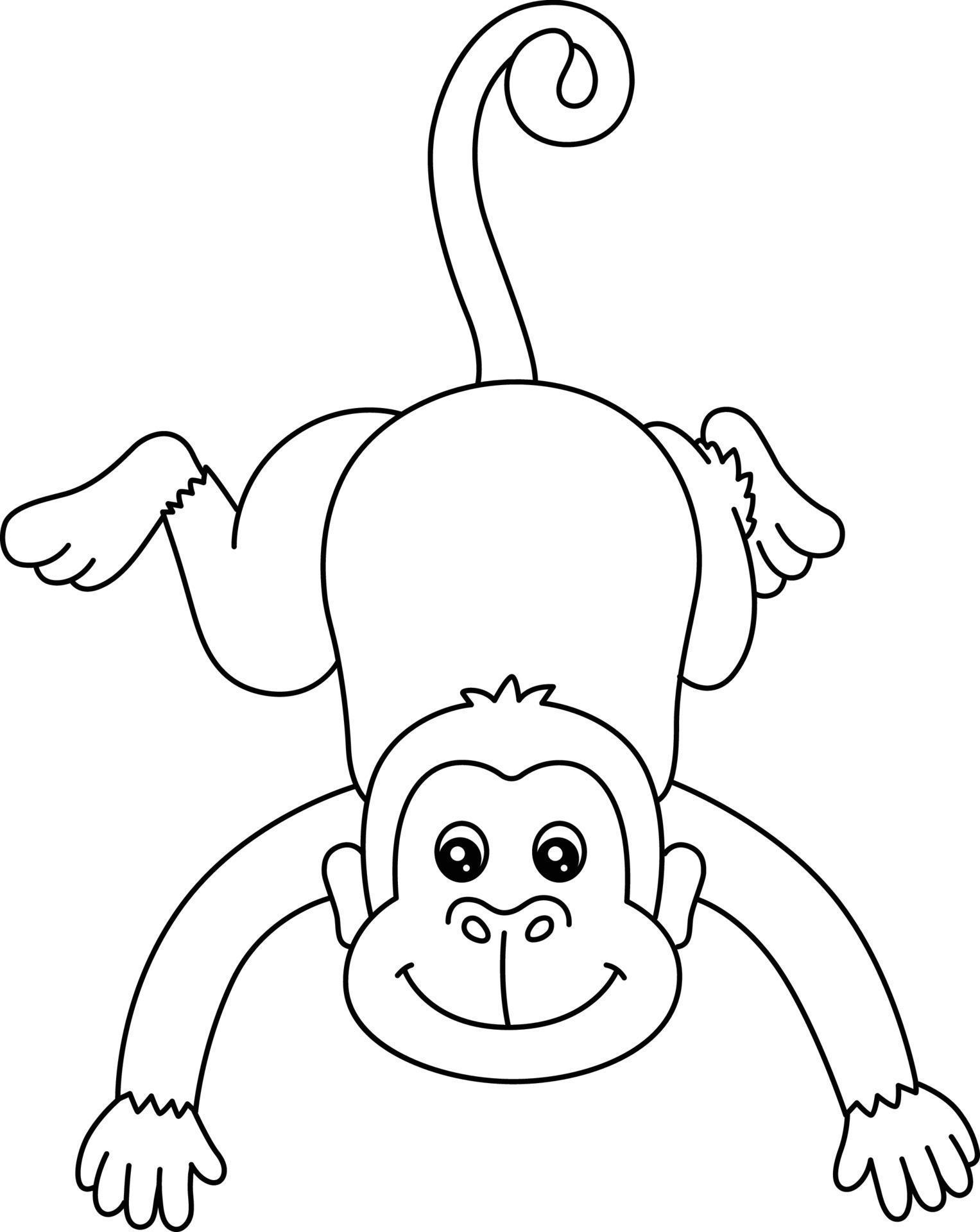 Monkey Coloring Page Isolated for Kids 5162658 Vector Art at ...