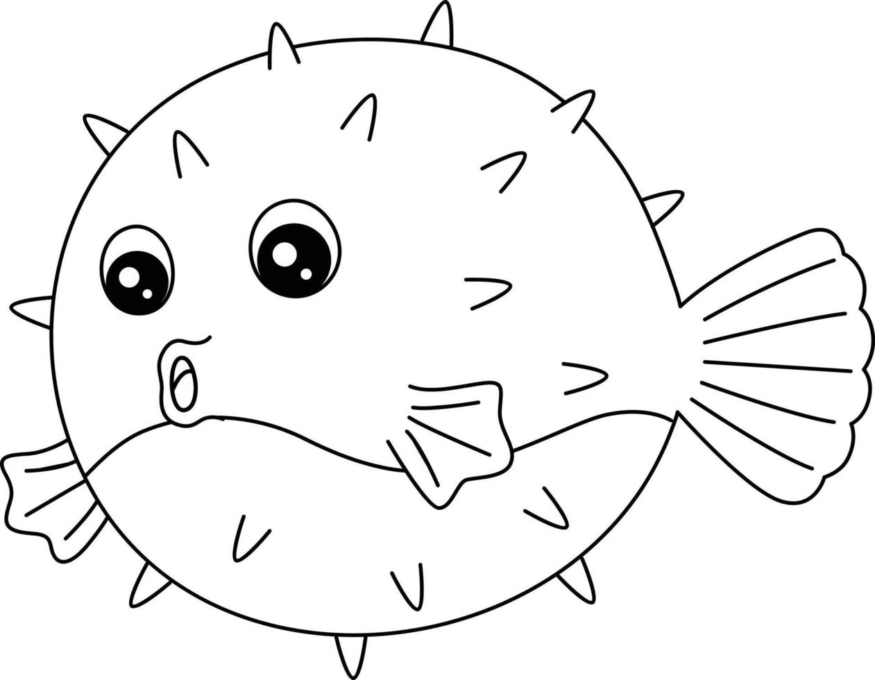 Pufferfish Coloring Page Isolated for Kids vector