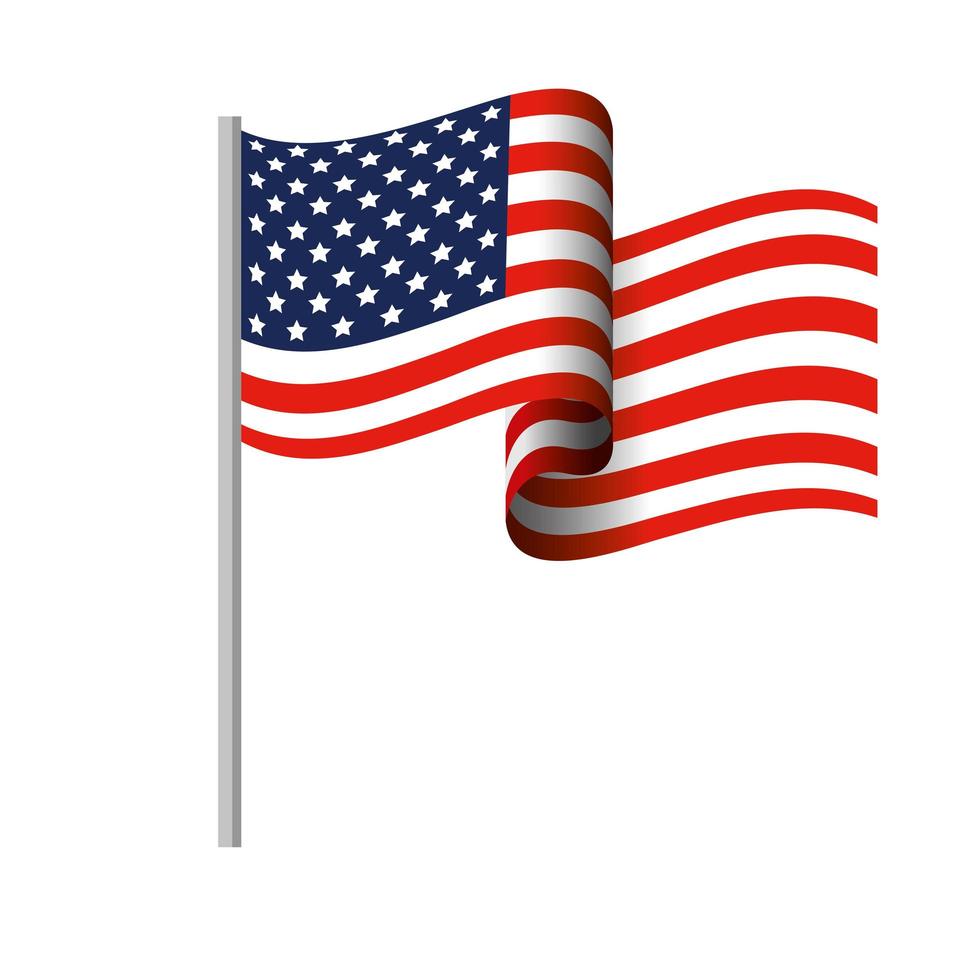 united state of america flag on white background vector