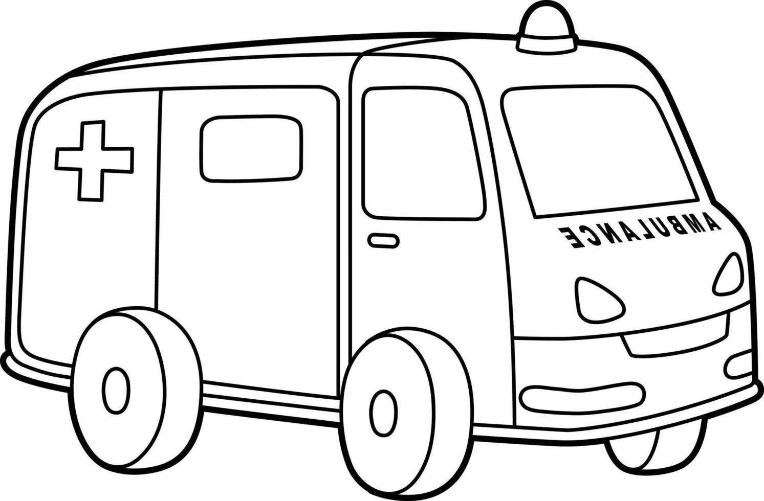 Ambulance Coloring Page Isolated for Kids vector