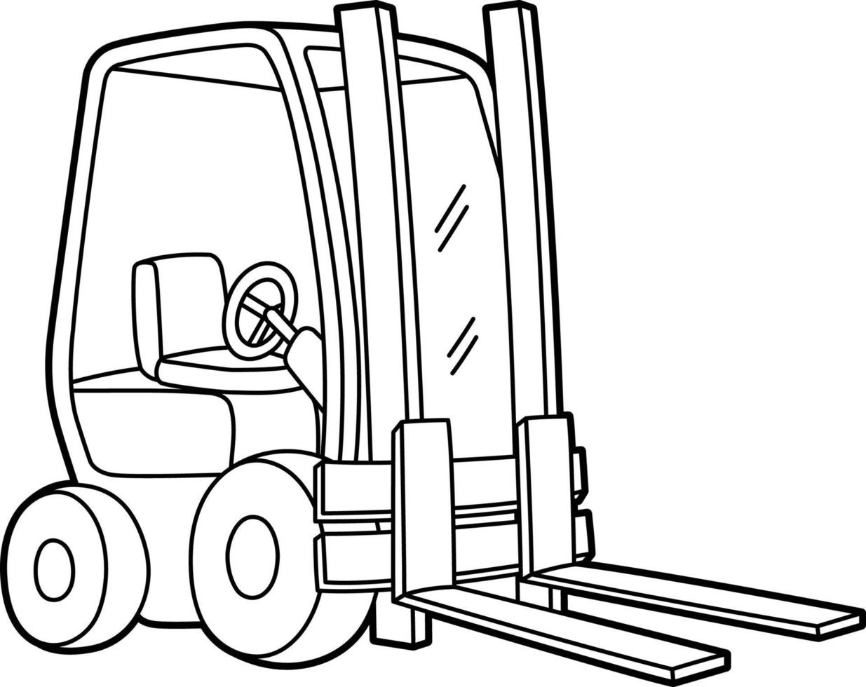 Forklift Coloring Page Isolated for Kids vector