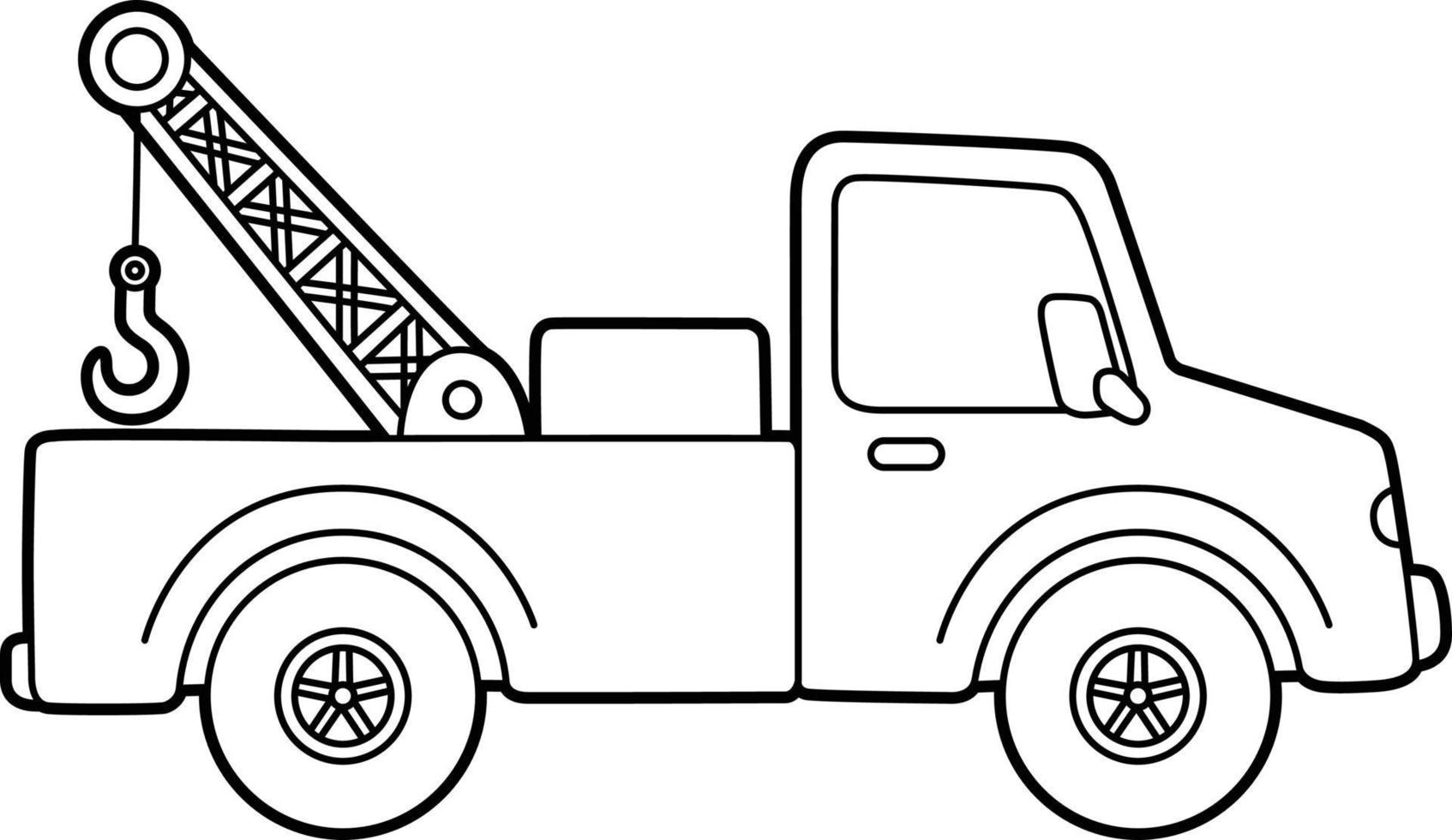 Tow Truck Coloring Page Isolated for Kids vector