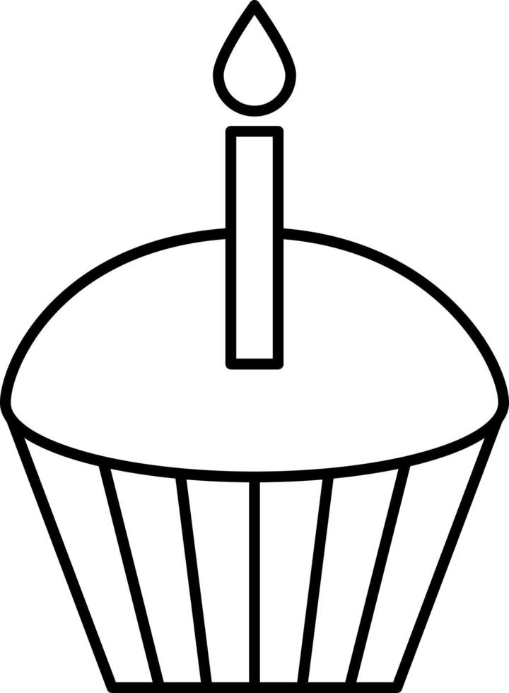 Cupcake Candle Outline Icon Vector