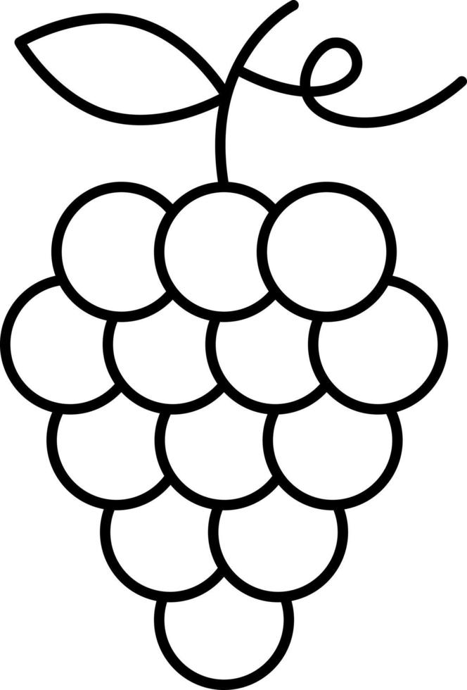 icono de contorno de uva vector de fruta