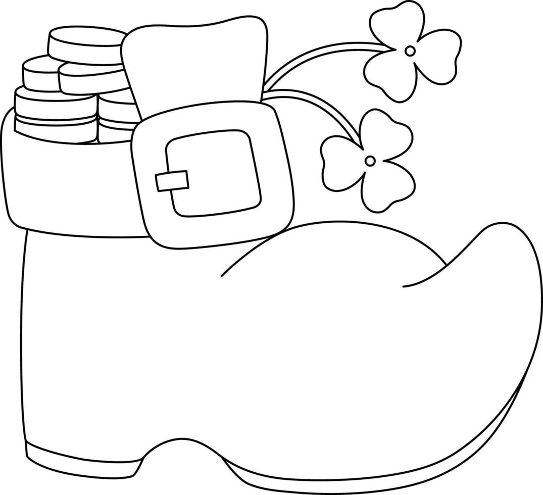 St. Patricks Day Shoe Coloring Page for Kids vector