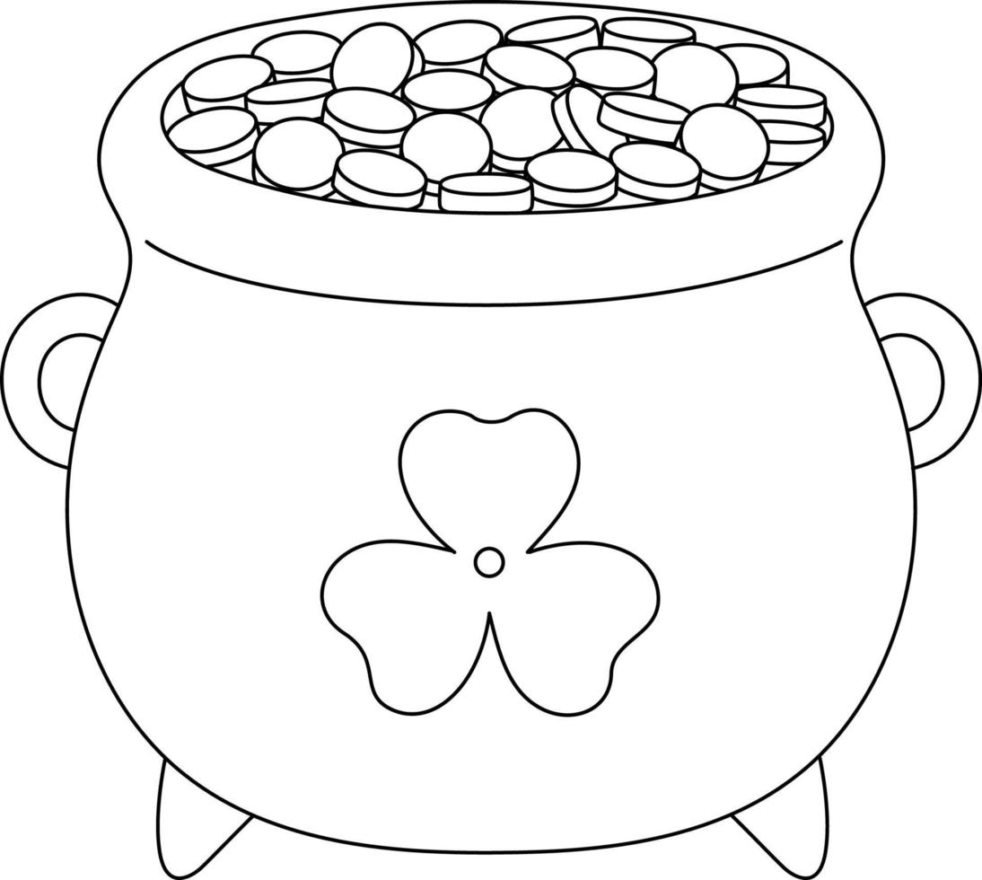 St. Patricks Day Pot Gold Coloring Page for Kids vector