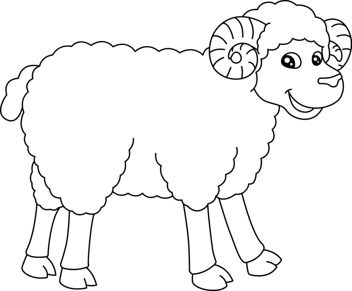 Sheep Coloring Page Isolated for Kids vector