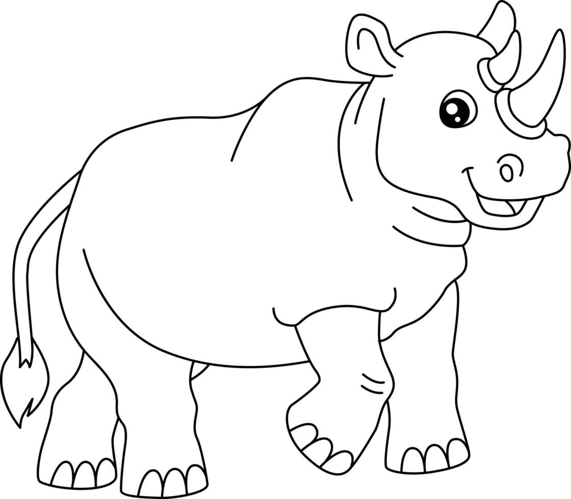 Rhinoceros Coloring Page Isolated for Kids vector