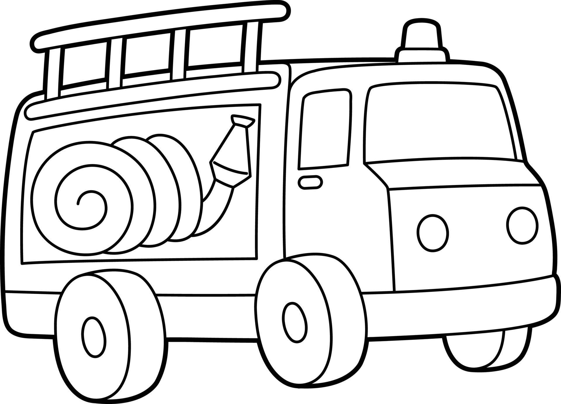 Fire Truck Coloring Page Isolated for Kids 5162763 Vector Art ...