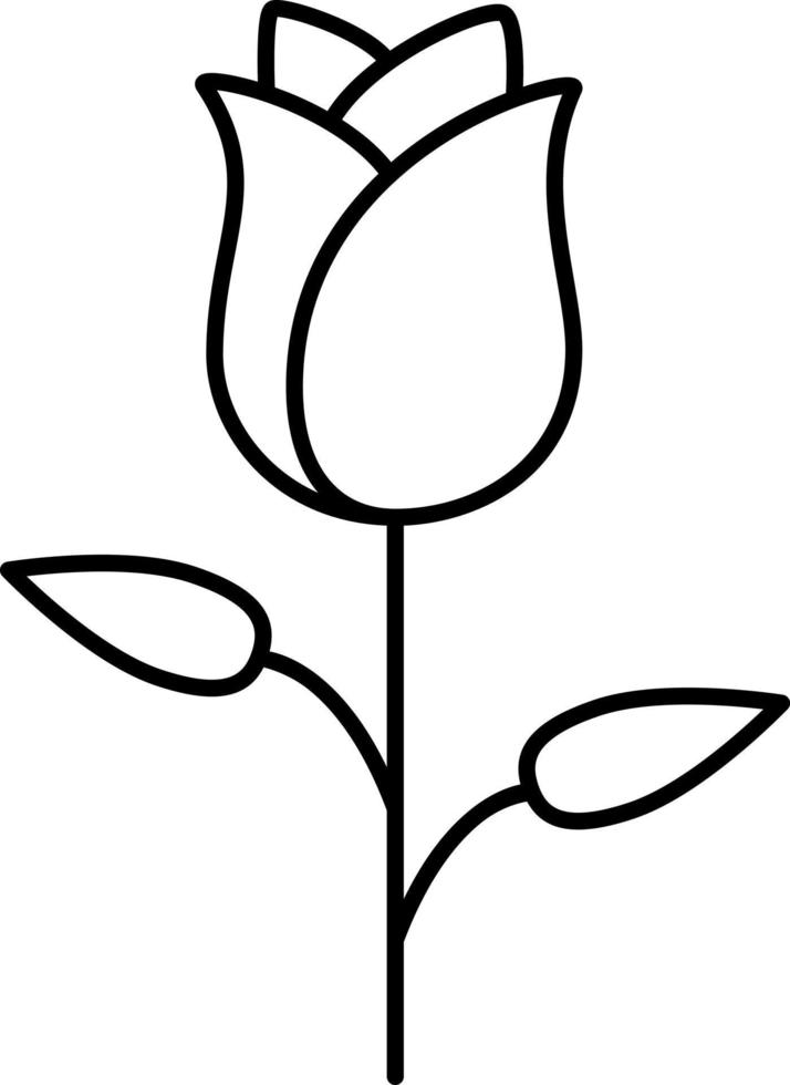 vector de icono de contorno de flor rosa